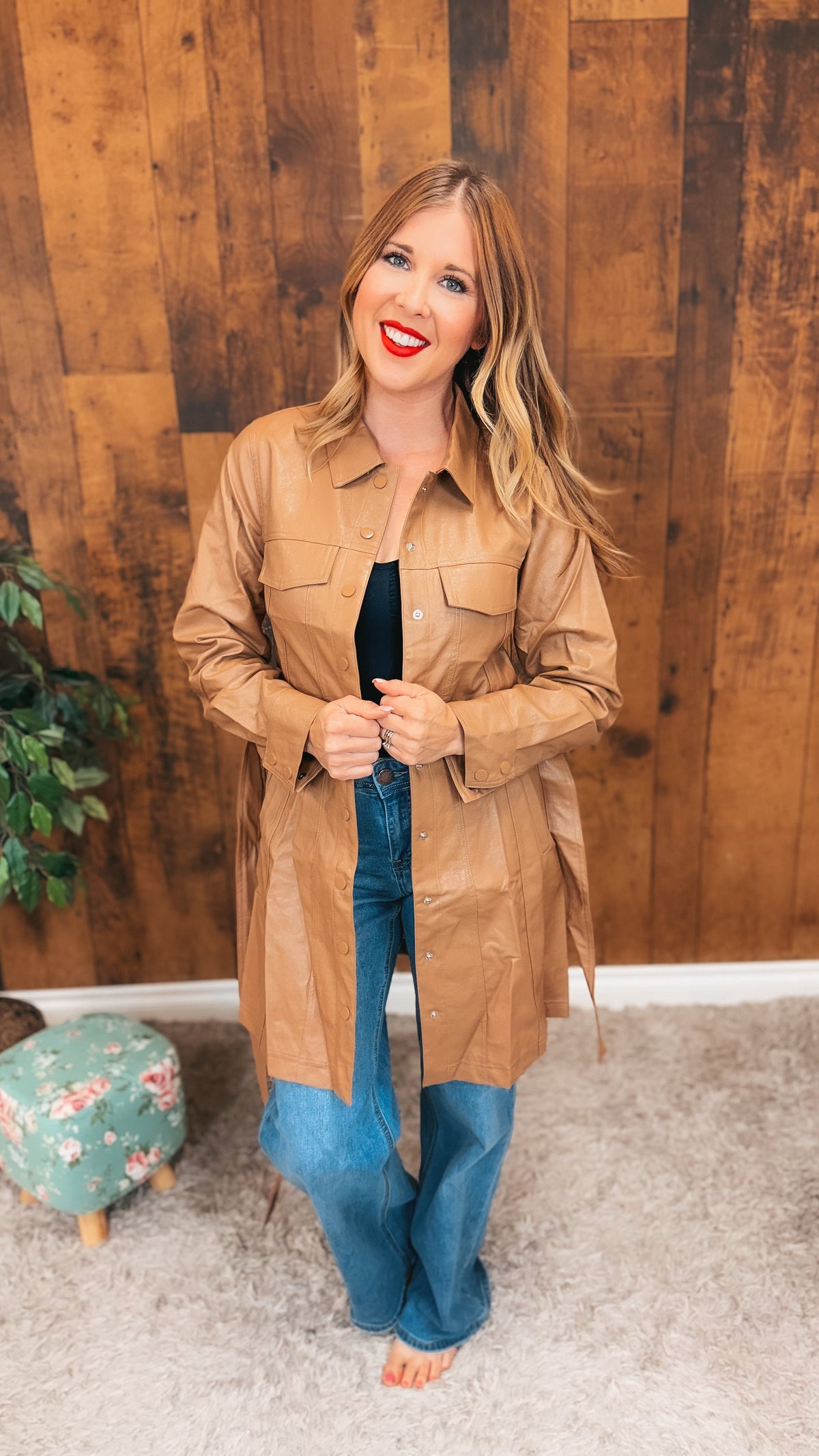 Lorna Faux Leather Jacket | Caramel