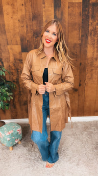 Lorna Faux Leather Jacket | Caramel