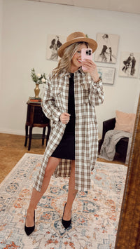 Mariska Plaid Button Down Cardigan | Brown