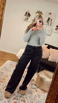 Harlow Wide Leg Cargo Jogging Pants | Charcoal