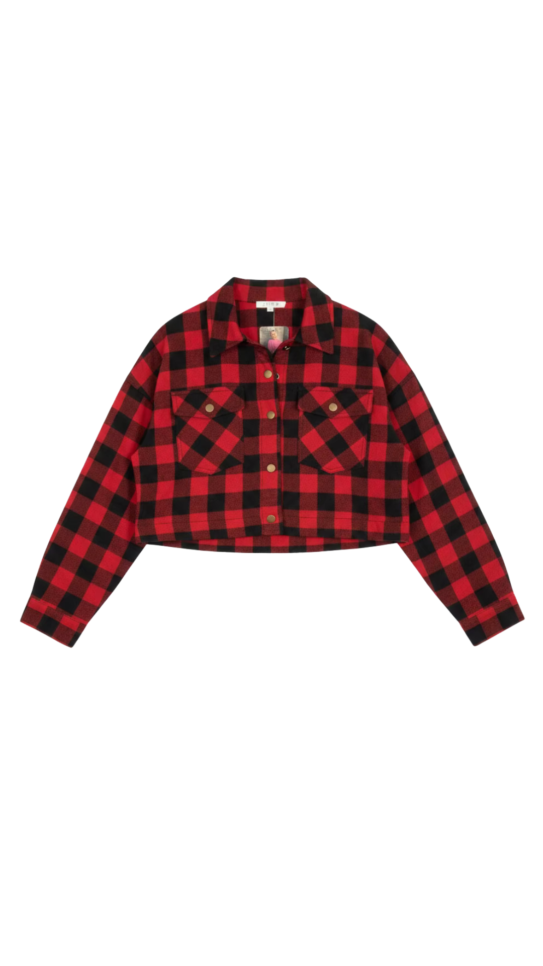Plaid, cropped, button up jacket