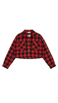 Plaid, cropped, button up jacket
