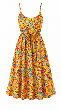 Yellow floral tank top dress with elastic waistband 