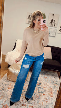 Cheryl Brushed Top | Taupe