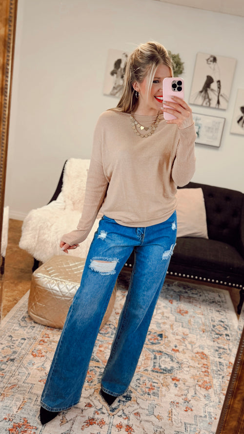 Cheryl Brushed Top | Taupe