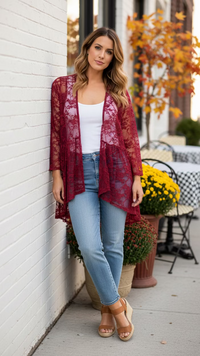 Rosemary Lace Cardigan | Red