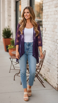 Rosemary Lace Cardigan | Purple