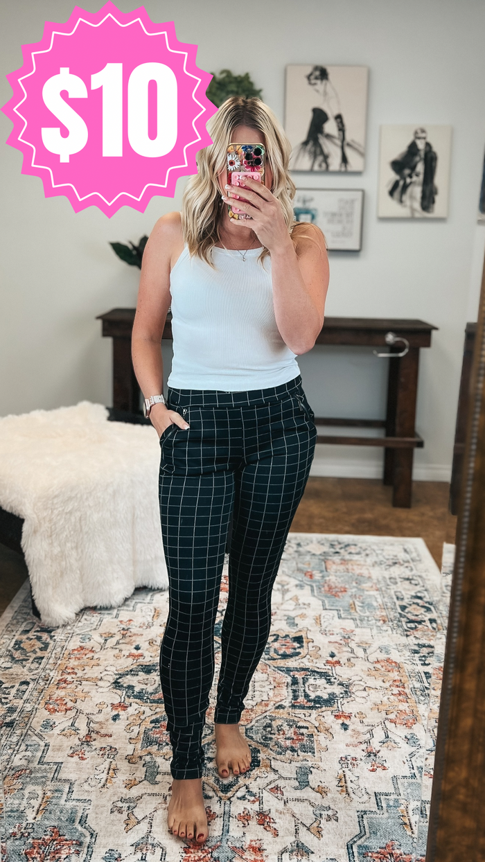 Tammy Checkered Dress Pants: Black *SALE*
