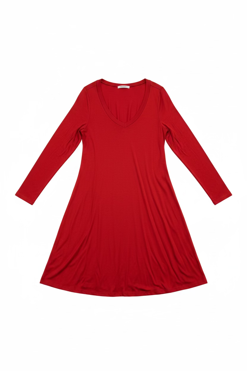 Violet Long Sleeve T-Shirt Dress | Burnt Rust