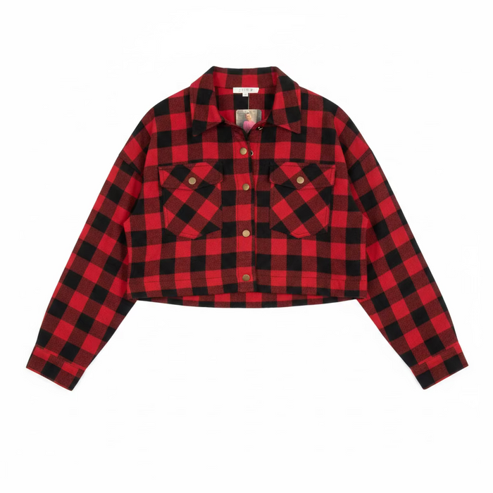 Nikita Crop Plaid Shacket | Red & Black *SALE*