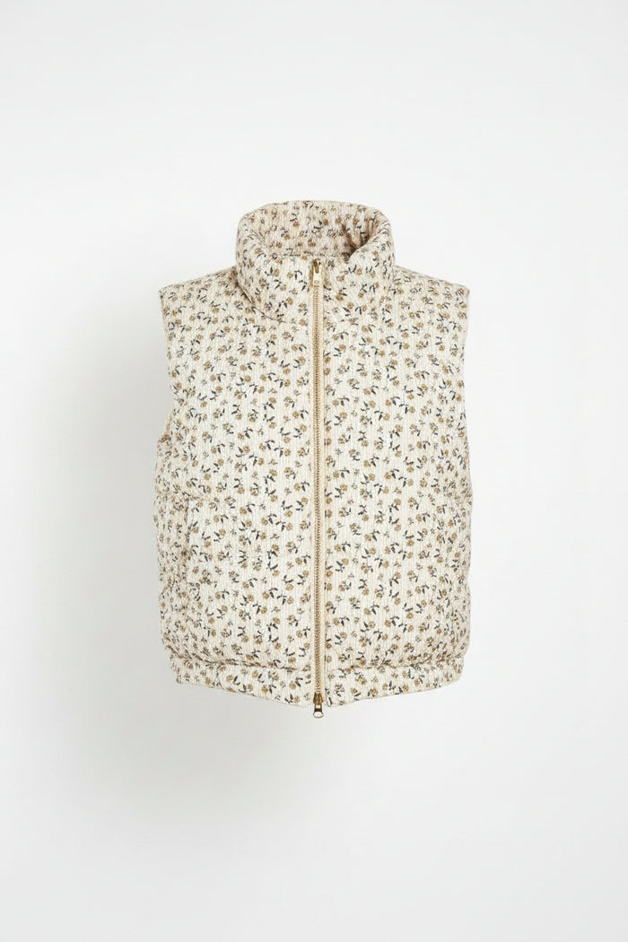 Chloe Floral Puffer Vest | Ivory
