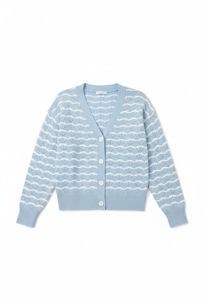 Laila Cardigan | Blue & Ivory