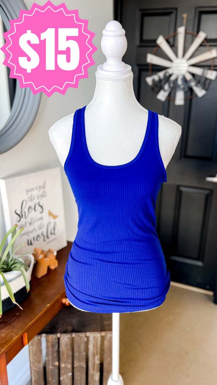 Rynlee Ribbed Tank Top: Cobalt *SALE*