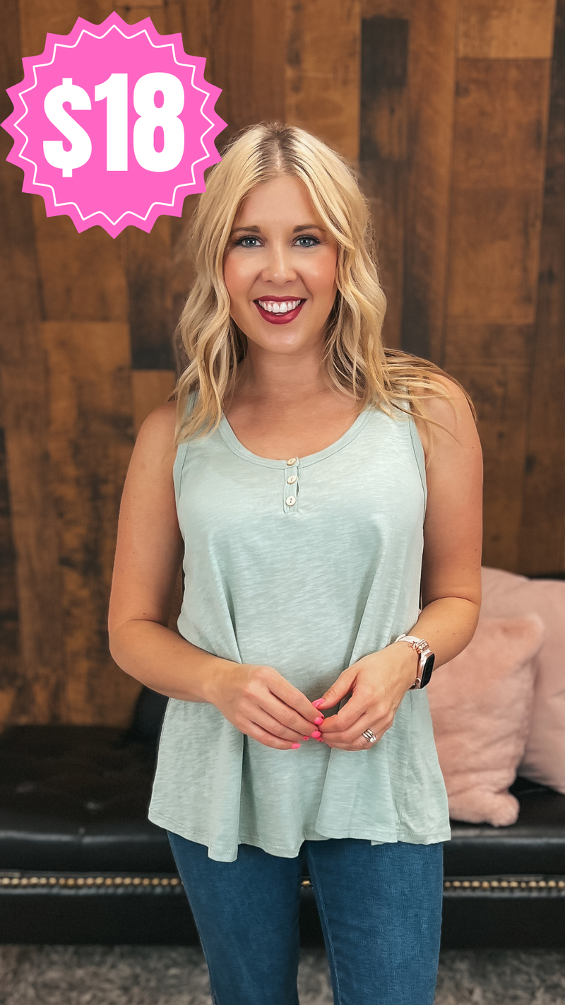 Jayda Button Tank Top | Sage *SALE*