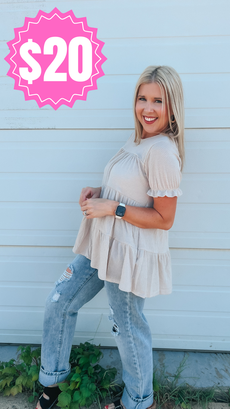 Dolly Babydoll Top: Beige *SALE*