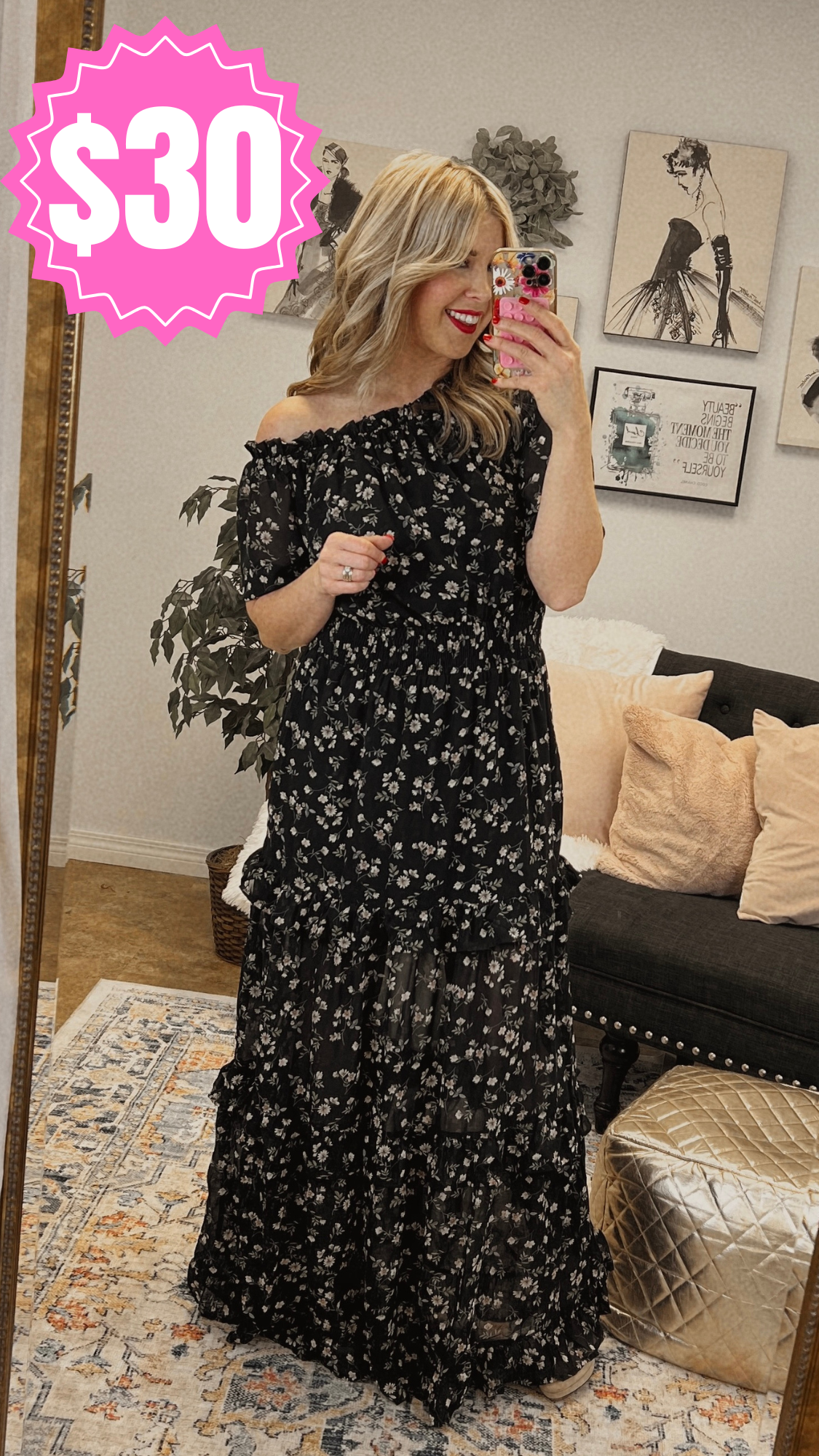 Tracey Floral Maxi Dress: Black *SALE*