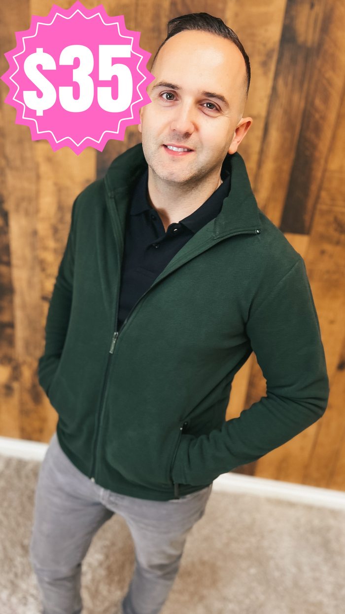 Kyle Fleece Zip Up Jacket: Green *SALE*