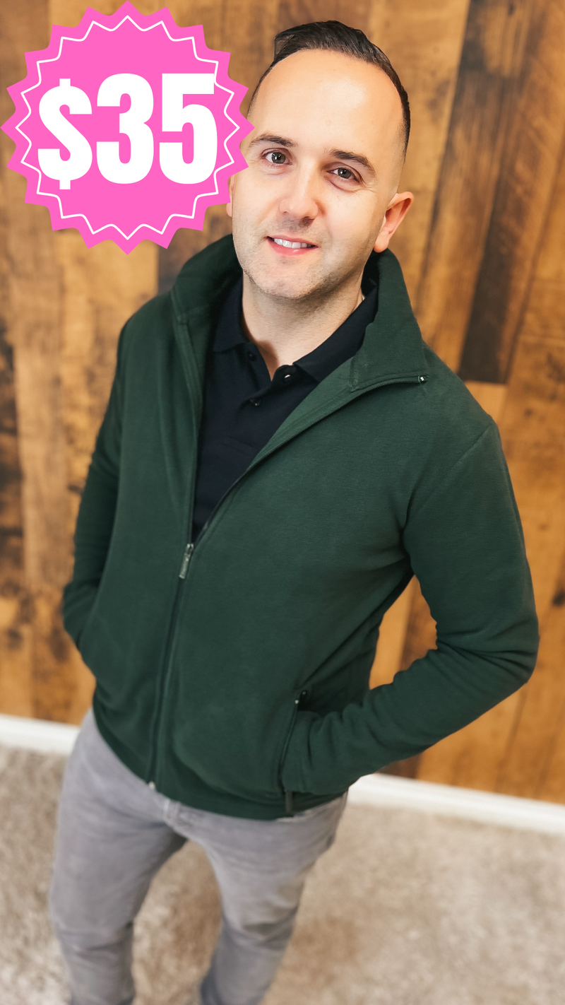 Kyle Fleece Zip Up Jacket: Green *SALE*