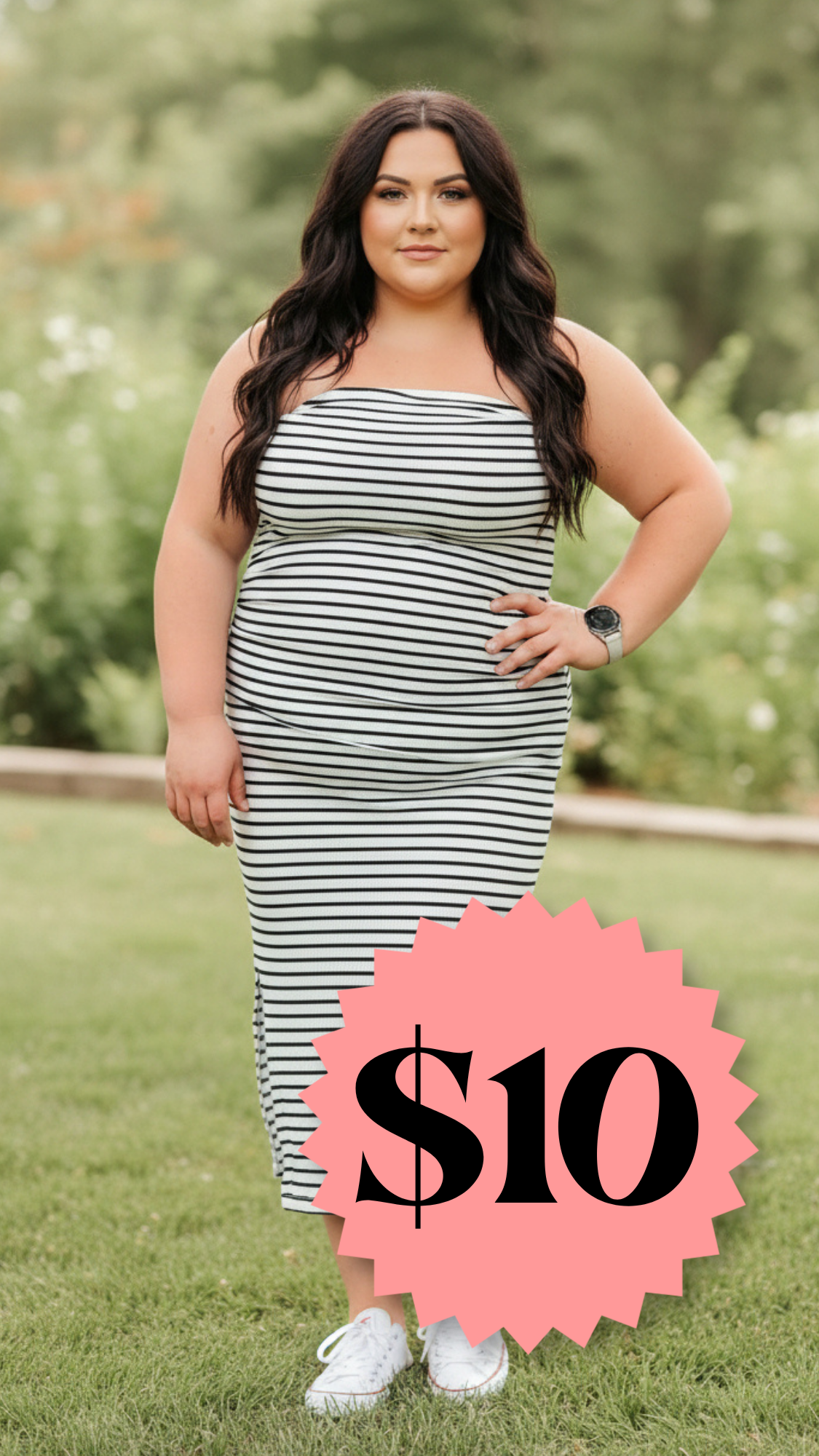 Alyssa Strapless Stripe Sundress | White *SALE*
