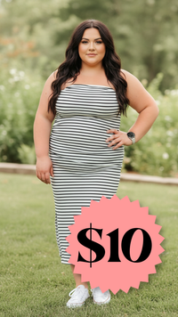 Alyssa Strapless Stripe Sundress | White *SALE*