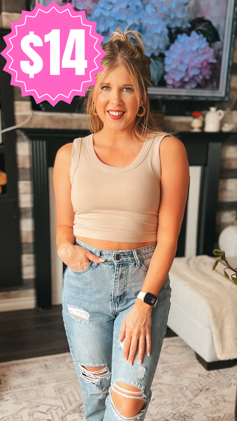 Tamara Ribbed Tank Top: Light Mocha *SALE*