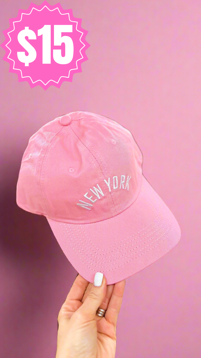 New York Baseball Hat: Pink *SALE*