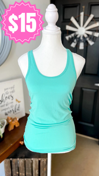 Rynlee Ribbed Tank Top: Mint