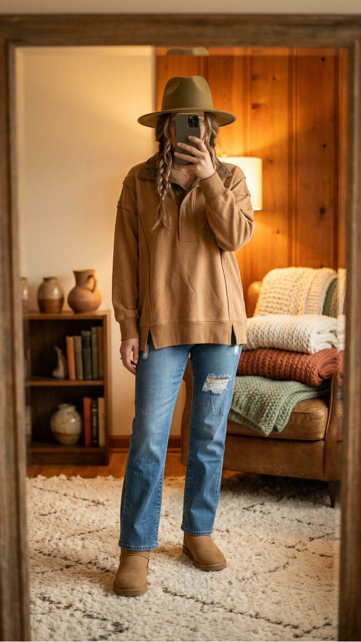 Charlene Snap Sweatshirt | Mocha