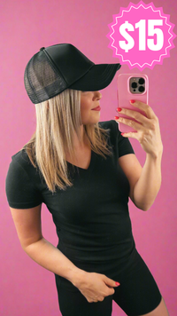 Trucker Style Baseball Hat: Black