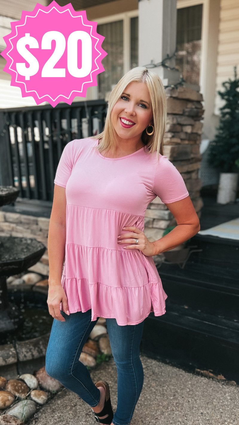 Rhonda Babydoll Tee: Dusty Pink *SALE*