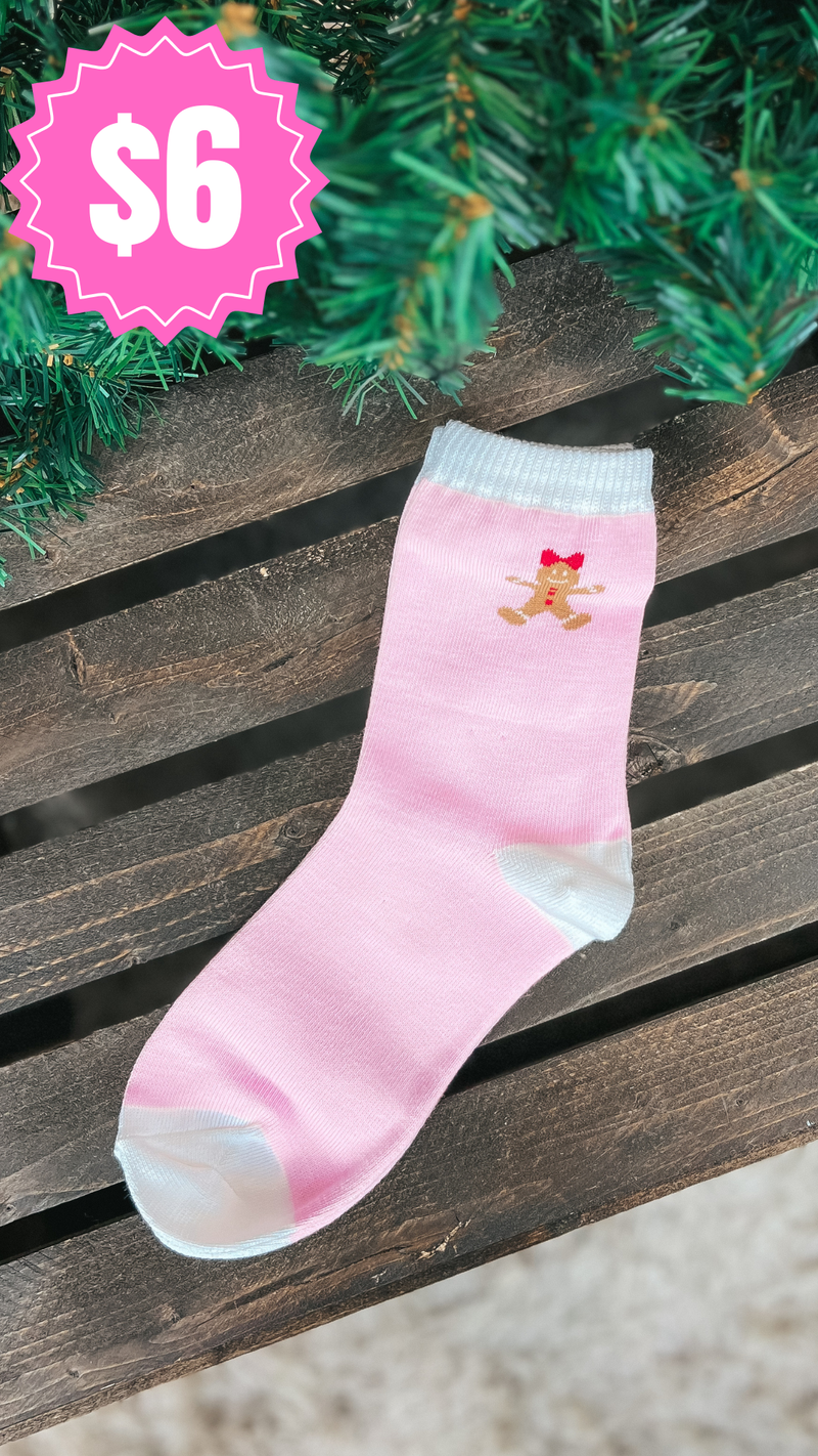 Gingerbread Ankle Socks: Pink *SALE*