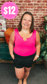 Mylie V-Neck Bodysuit | Hot Pink *SALE*