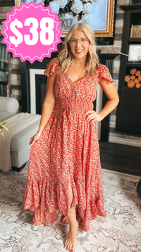 Cassandra Floral Maxi Dress: Burnt Orange *SALE*