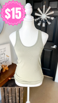 Rynlee Ribbed Tank Top: Sage