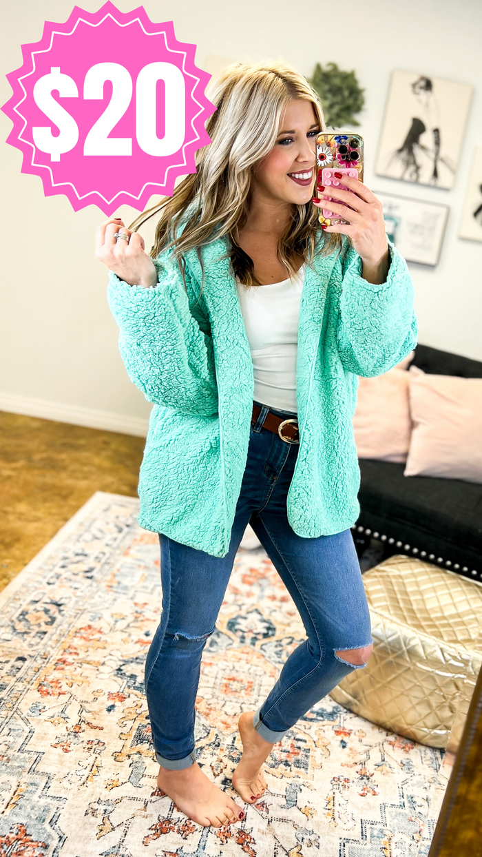 Carla Sherpa Jacket: Mint *SALE*