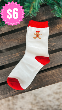 Gingerbread Ankle Socks: White *SALE*