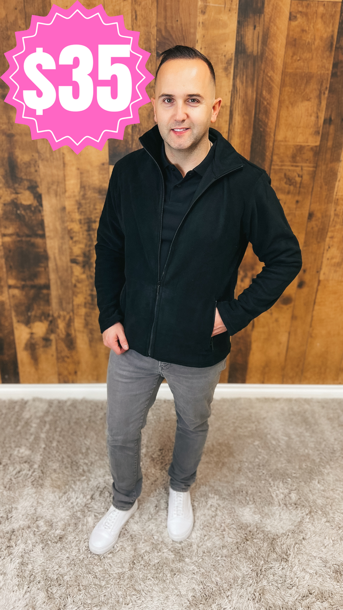 Kyle Fleece Zip Up Jacket: Black *SALE*