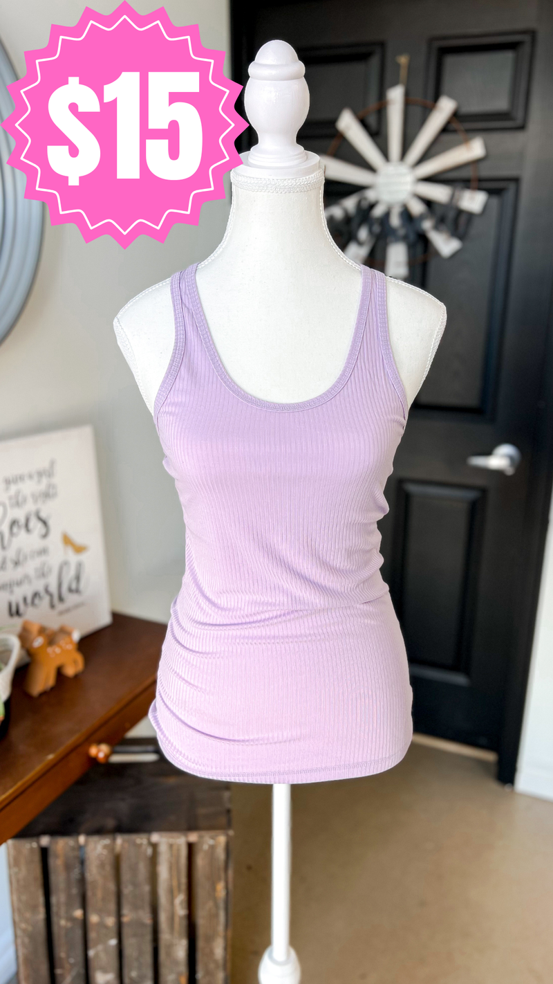 Rynlee Ribbed Tank Top: Lavender