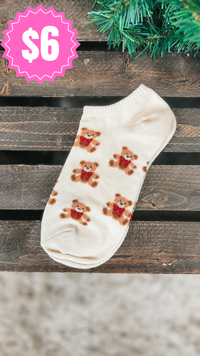 Teddy Bear Ankle Socks: Beige *SALE*