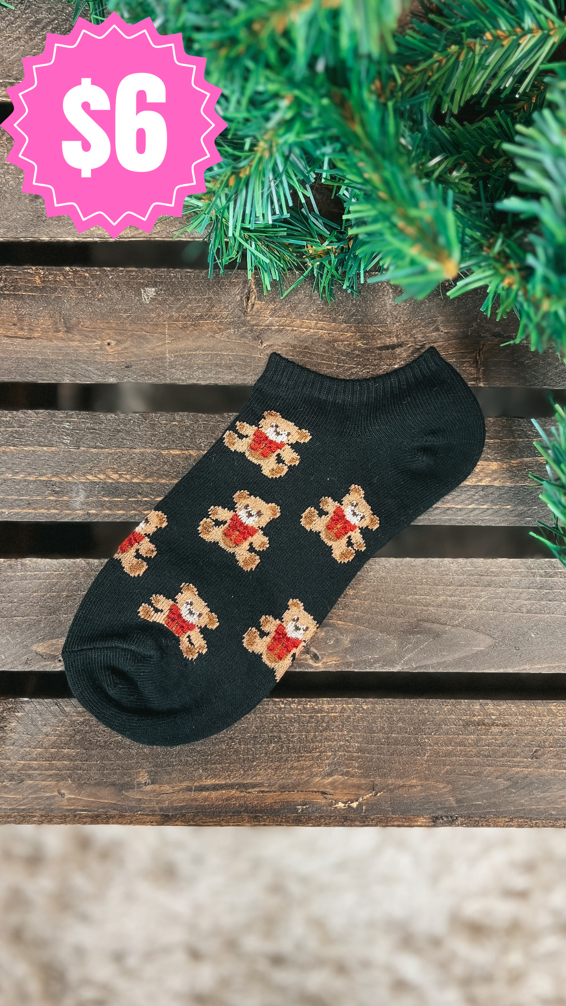 Teddy Bear Ankle Socks: Black *𝗗𝗢𝗢𝗥 𝗖𝗥𝗔𝗦𝗛𝗘𝗥*