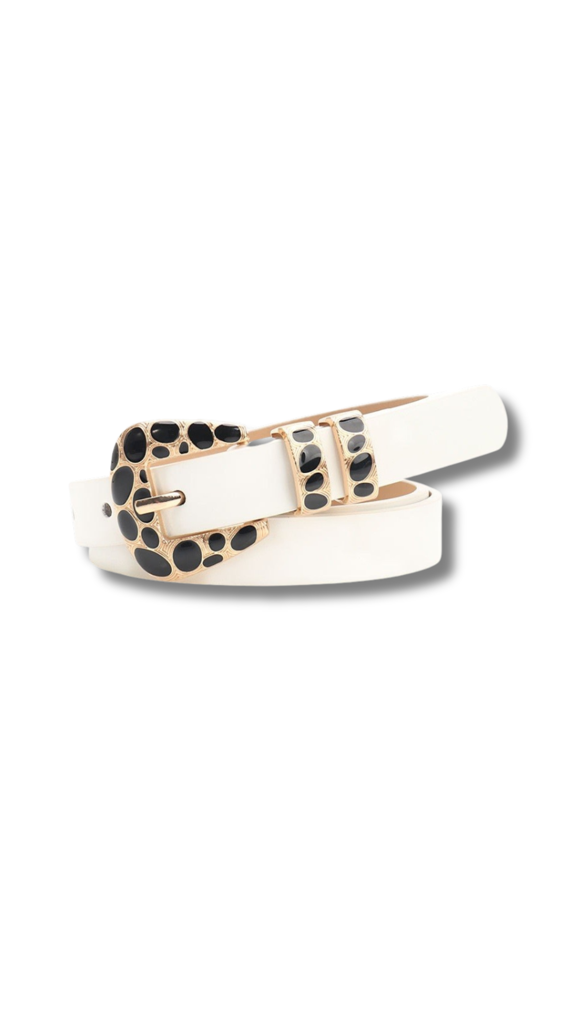 Aida Leopard Buckle Belt | Ivory