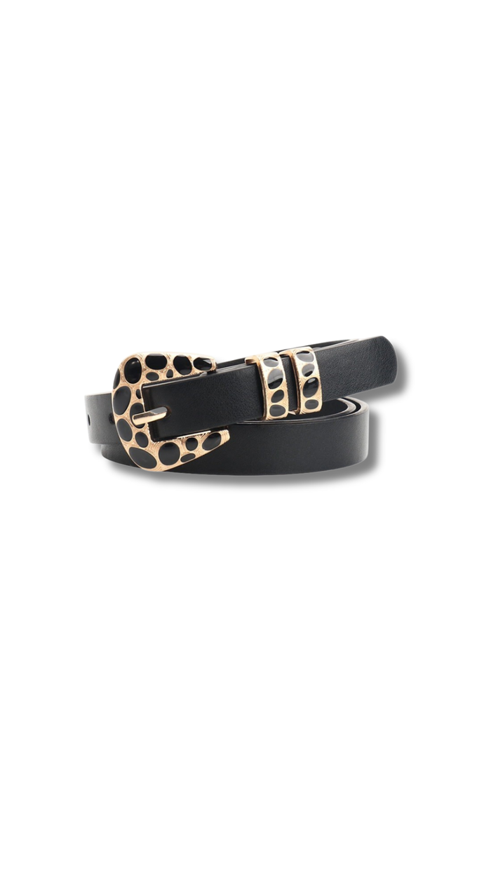 Aida Leopard Buckle Belt | Black