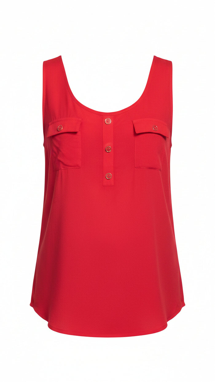 Coralee Pocket Tank: Light Red