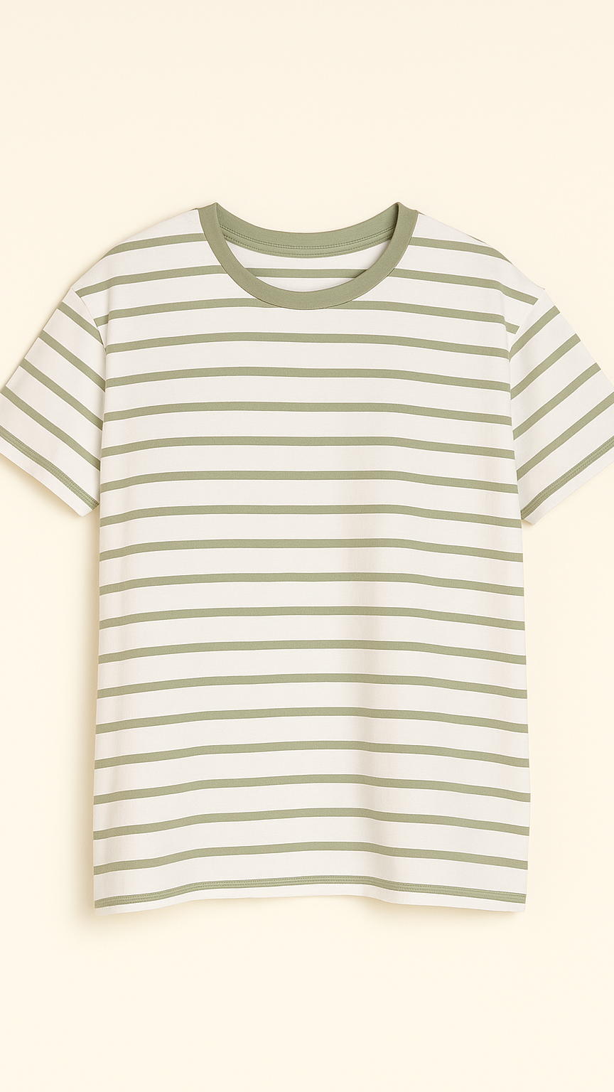 Brittany Striped Tee | Sage & Ivory