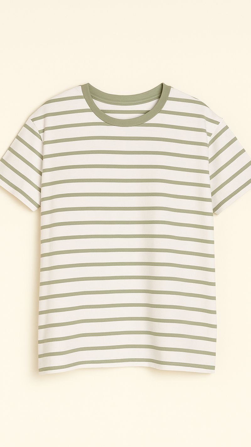 Brittany Striped Tee | Sage & Ivory