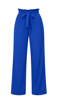 Stephanie Stretch Paper Bag Pants | Royal Blue