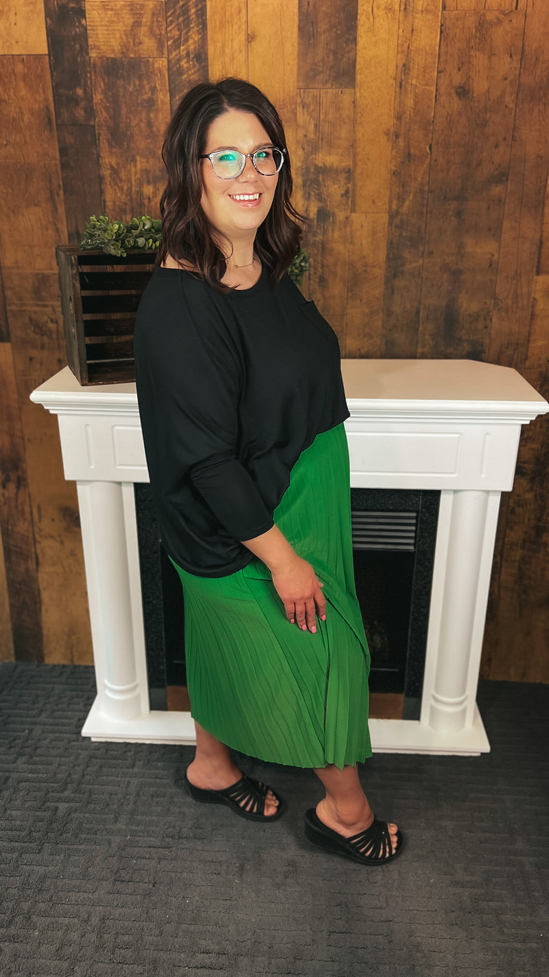 Phoebe Pleated Skirt: Green