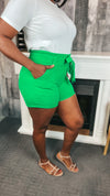 Kelly Paper Bag Shorts: Green
