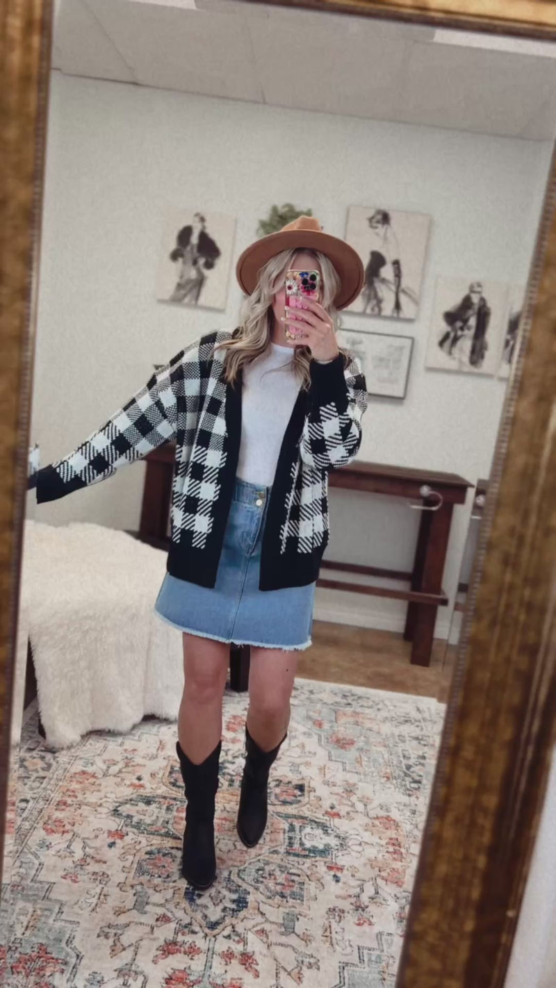 Kristen Checkered Cardigan