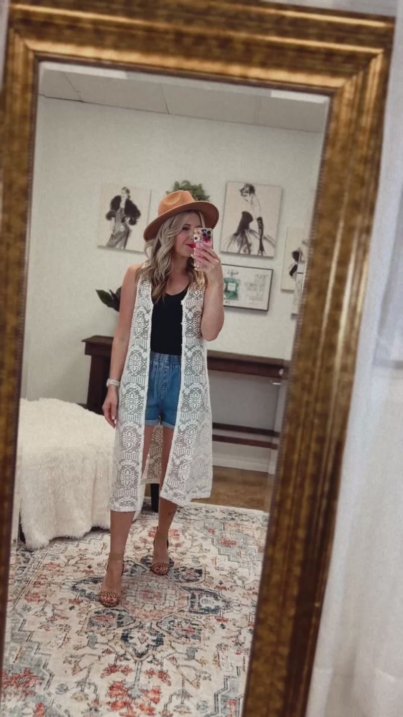 Sheena Lace Duster Cardigan | Ivory